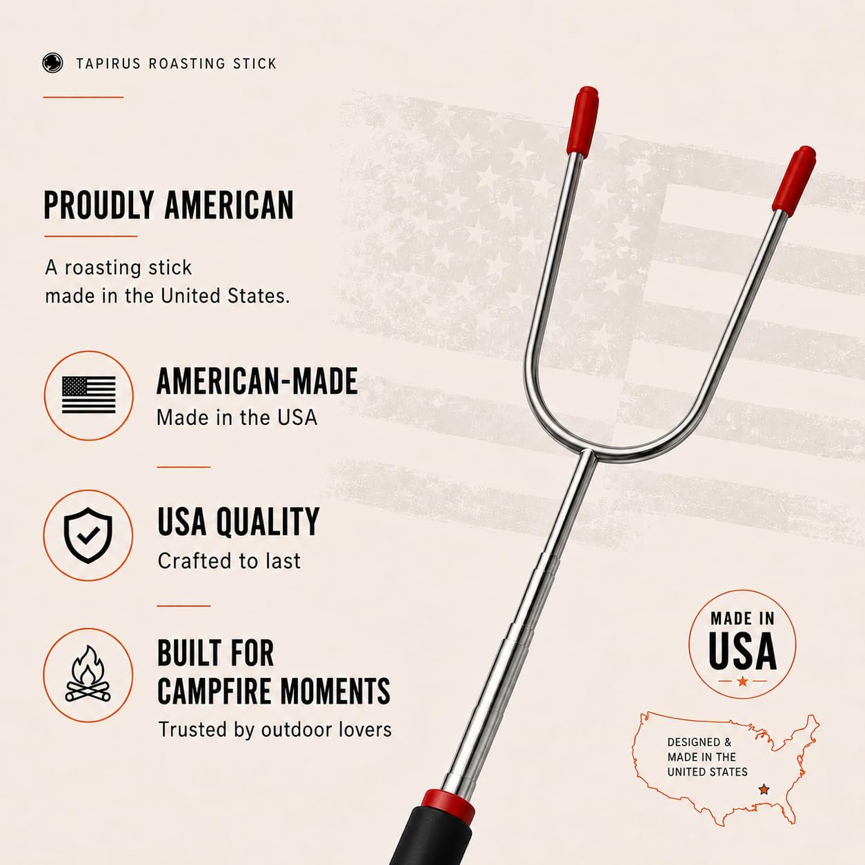 Marshmallow Roasting Sticks | Set of 4 Extra Long Retractable Campfire Sticks | Protect Kids with Insulated Handles | Extendable Smore & Hot Dog Skewers | Heavy Duty Metal Camping Accessory