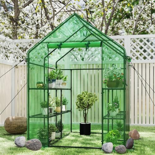 happygrill greenhouse for outdoors, portable greenhouse with pe shown in use