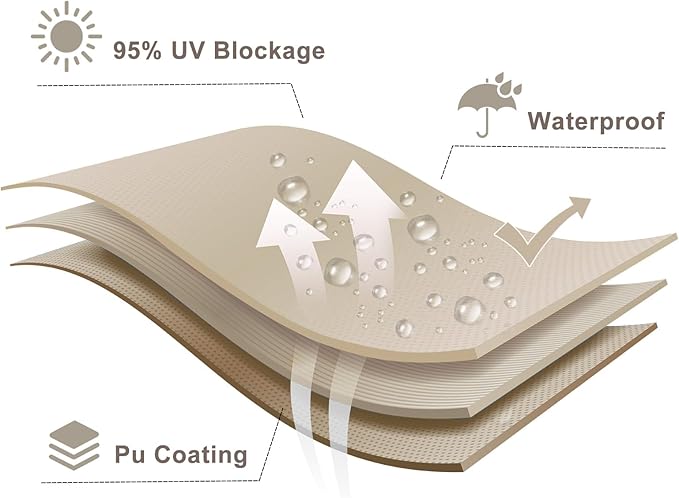 LOVE STORY Rectangle 5'x10' Waterproof Sun Shade Sail Canopy UV Block for Outdoor Patio Backyard Carport,Taupe(We Make Custom Size)