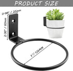6 Pack 5 inch Flower Pot Holder Ring, Flower Pot Holder Ring Wall Mounted Set Wall Mounted Metal Planter Hanger Matte Black Hanging Plant Holder
