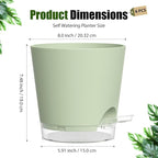 Plant Pots 8 Inch Self Watering Pots, 2 Pack Plastic Planters with Drainage Holes and Clear Saucers,Plastic Flower Pots for Indoor Out Door Plants (Green)