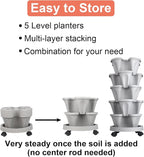 DUNCHATY Stackable Planter, Vertical Garden Planter with Wheels and Tools, Self Watering Strawberry Planter Indoor/Outdoor 5 Tier Herb Planter Pots for Growing Vegetables and Succulents,Gray