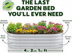 Plant & Plot Galvanized Raised Garden Beds Outdoor // 4×2×1 ft Planter Raised Beds for Gardening, Vegetables, Flowers // Large Metal Garden Box (Light Gray) // Patented Tool-Free Design