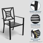 Patio Dining Chairs Set of 4, Stackable Outdoor Metal Chairs
