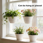 Hanging Planters 10 Inch, 4 Pcs Flower Pots with Drainage Hole, Self Watering Hanging Basket for Indoor Outdoor Plants, Decor, White