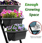 SEJOV 4FT Vertical Raised Garden Bed, 5 Tiers Elevated Planter Box for Herbs Vegetables Flowers, Graden Vertical Planter with Drainage System for Patio Balcony Garden Outdoor Indoor Plants (Black)