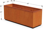 Plantercraft Large Rectangular Planters for Outdoor Plants | 60x20x24 Corten Steel Planter | Extra Large Outdoor Planter Box for Patios, Decks & Commercial Spaces | Fully Assembled