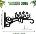 4-Pack Aesthetic Plant Hangers Outdoor and Indoor – 10 Inch Metal Hanging Plant Bracket with Beautiful Bird Pattern – Anti Rust Plant Hooks for Hanging Baskets, Bird Feeder, Windchime, Lantern