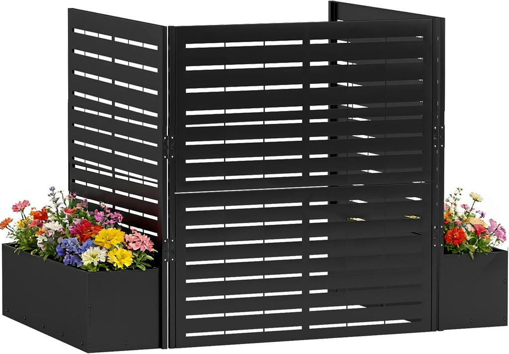 foowin air conditioner fence, 3 panels metal privacy, main product view