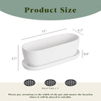 E-liu Oval Ceramic Planter Pot with Drainage Hole Saucers 11 Inch Succulents Planter Home Decor for Indoor Outdoor Plants Herb Cactus with 3 Mesh Pads, Plants Not Included