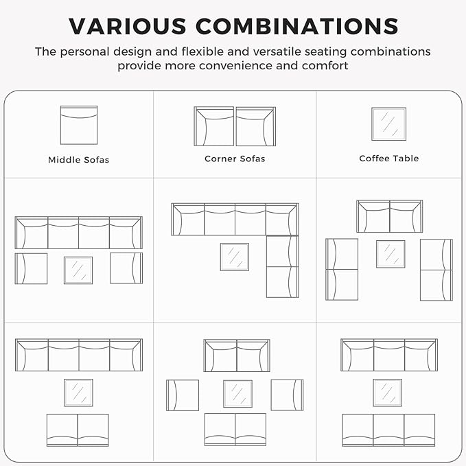 Grand patio 3-Piece Wicker Patio Furniture Set, Retro Outdoor Sectional Sofa with Water Resistant Blue Thick Cushions and Coffee Table, Brown