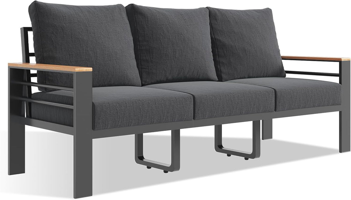 aoxun aluminum patio furniture set 3 seats, dark, main product view