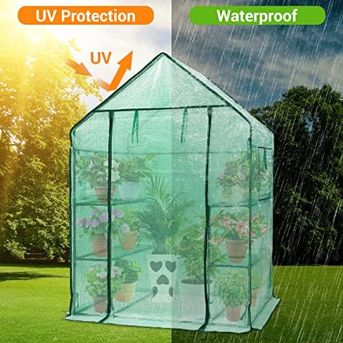 ohuhu greenhouse for outdoors with mesh side windows, close-up detail