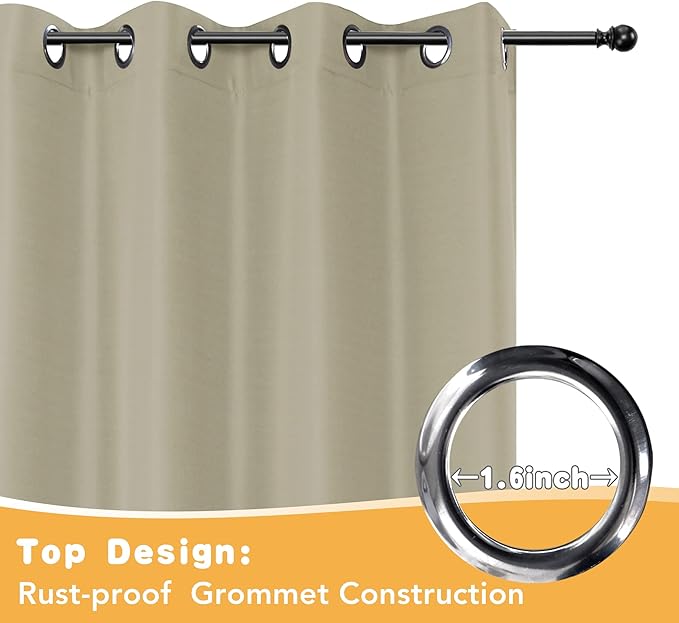 HolidayIdeas Extra Wide Outdoor Curtains for Patio Waterproof, 2 Panels - 110 x 95 Inch - Privacy & Light Filtering Curtains Grommet Outside Curtains for Porch, Gazebo, Pergola, Backyard (Taupe)