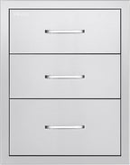 VEVOR Outdoor Kitchen Drawers 18.11" W x 23.23" D x 23.23" H, Triple-Access Stainless Steel BBQ Drawers with Handles, BBQ Island Drawer for Outdoor Kitchens or Barbeque Island Patio Grill Station