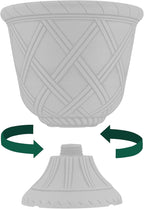 Arcadia Garden Products PL61BG Lattice Plastic Garden Urn, Classic Decorative Garden Pot Planter for Indoor and Outdoor Plants, Beige