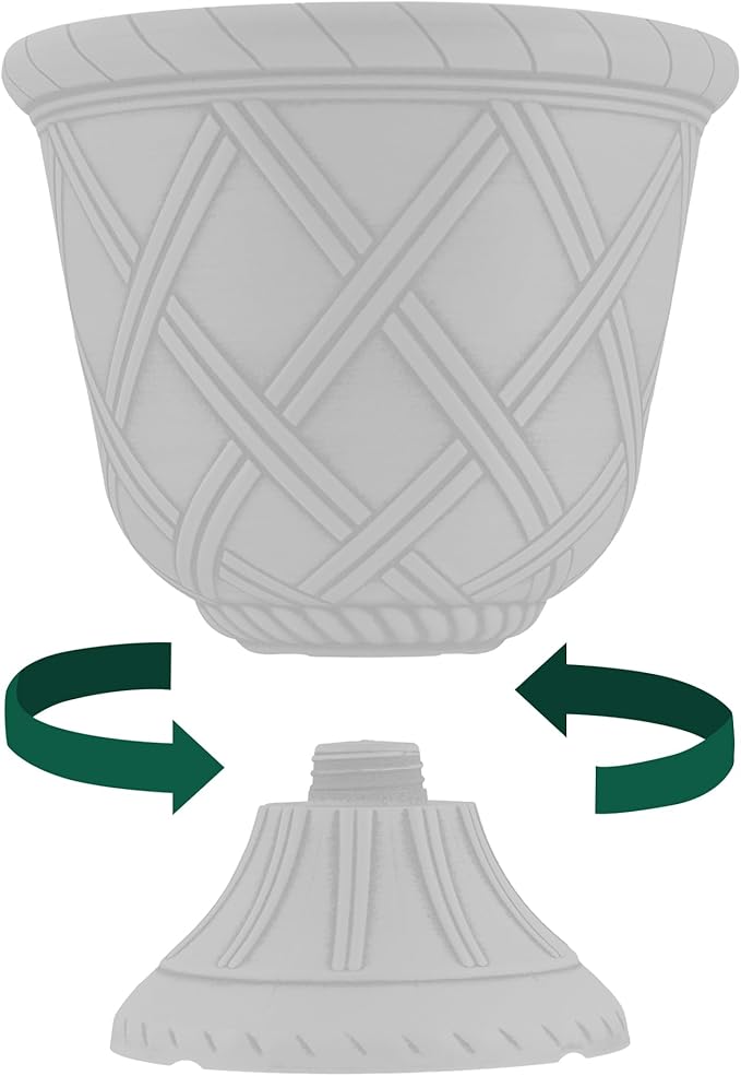 Arcadia Garden Products PL61GD Lattice Plastic Garden Urn, Classic Decorative Garden Pot Planter for Indoor and Outdoor Plants, Gold
