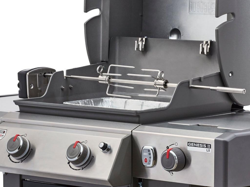 Weber® Grill Rotisserie Kit for Genesis II 200/300 Series | Great for Slow Roasting Chicken, Ribs, or Turkey on your Weber® Grill; Includes Spit, Forks, and Motor - Grill Accessories