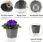 12 Pack Self Watering Pots for Indoor Plants, 5 Inches Self Watering Planters African Violet Self Watering Clear Pots for Plants Herb Orchid Flower Houseplant, Dark Grey