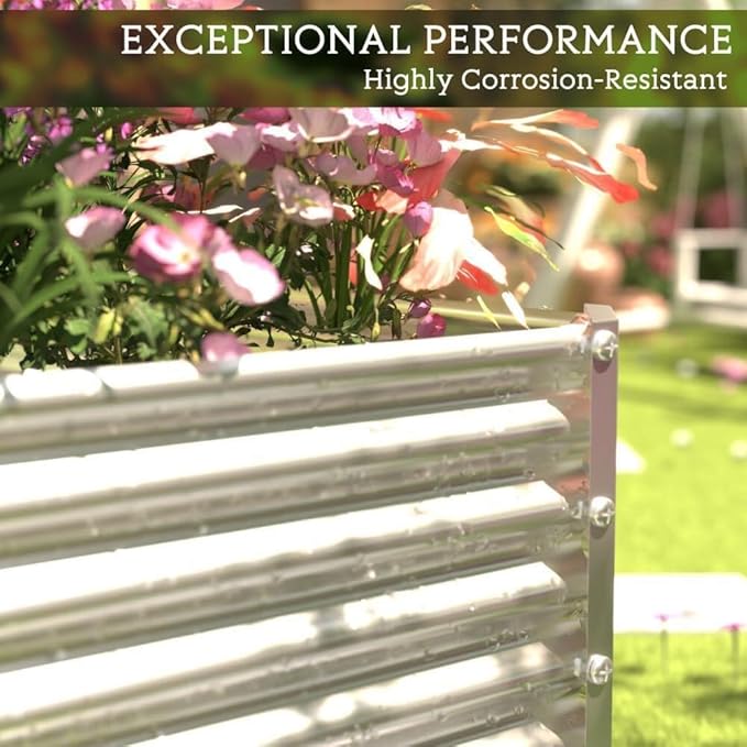 FRIZIONE 3pcs Tall 4x2ft Galvanized Raised Garden Bed Outdoor,Steel Garden Bed for Vegetables,Above Ground Garden Box for Flower,Metal Raised Beds for Gardening