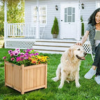 s afstar outdoor wooden planter box, folding raised, front angle view