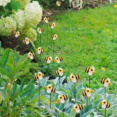 20pcs Bee Garden Stakes, Resin Bumblebee Yard Decor for Flower Pots - Spring Summer Outdoor Decoration, Durable Garden Stakes for Flower Beds & Lawn (20pcs)