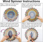 Wind Spinner Mandala Peacock, 12inch Stainless Steel Metal Wind Spinners Outdoor Hanging, 3D Wind Sculptures Kinetic Yard Art Decoration Garden Ornament Indoor Décor Gift for Women Men Holidays