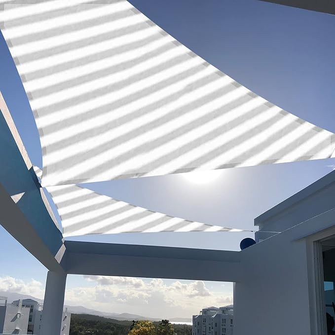 SUNNY GUARD Sun Shade Sail 16'x16'x16' Triangle Grey-White UV Block Sunshade for Backyard Yard Deck Patio Garden Outdoor Activities and Facility(We Make Custom Size)