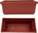 The HC Companies 18 Inch Venetian Rectangular Window Planter Box - Lightweight Plastic Indoor Outdoor Plant Pot with Drainage for Windowsill, Herbs, Flowers, Clay (Pack of 2)