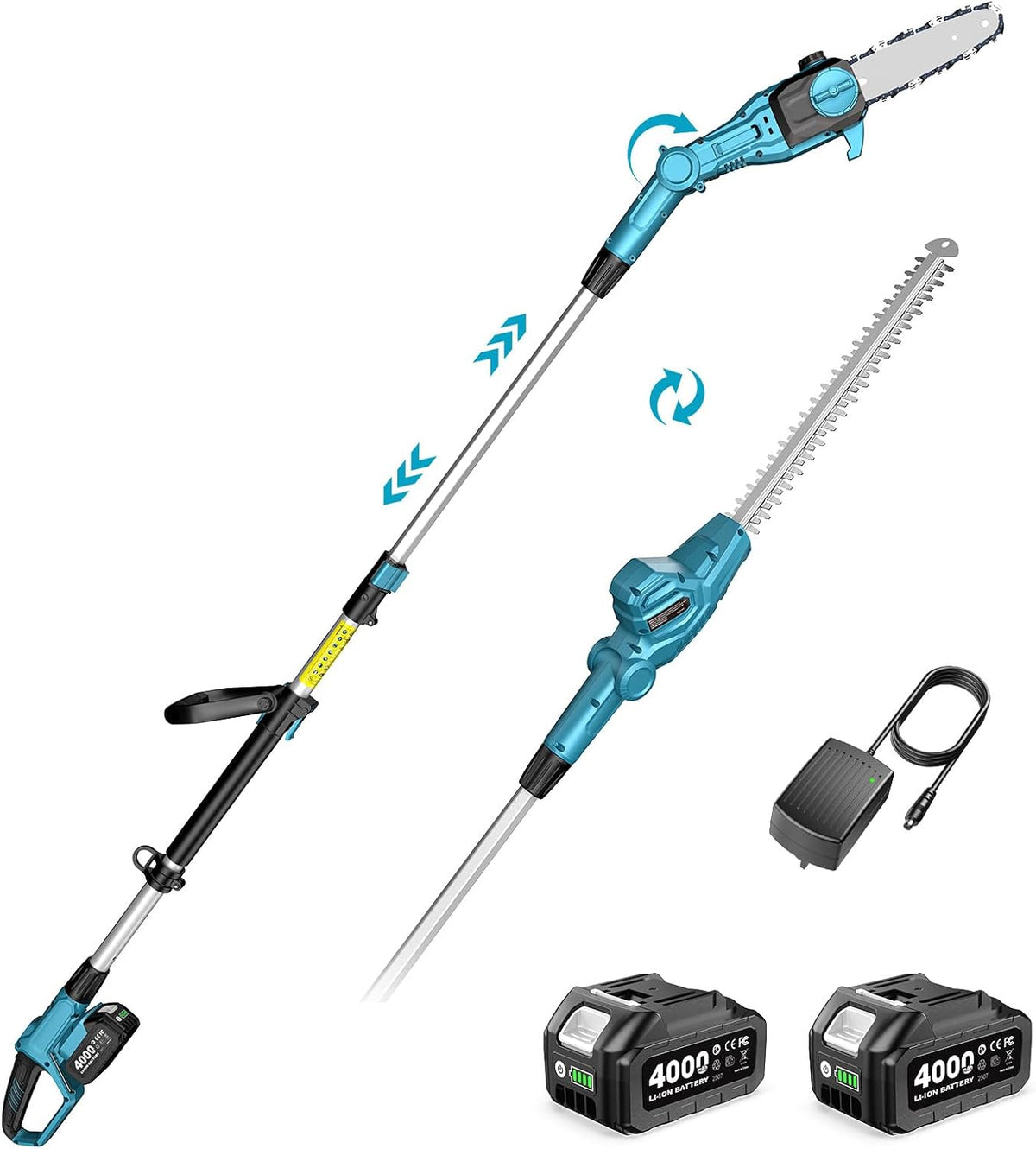 seesii 2-in-1 cordless pole saw 8-inch & 16-inch, main product view