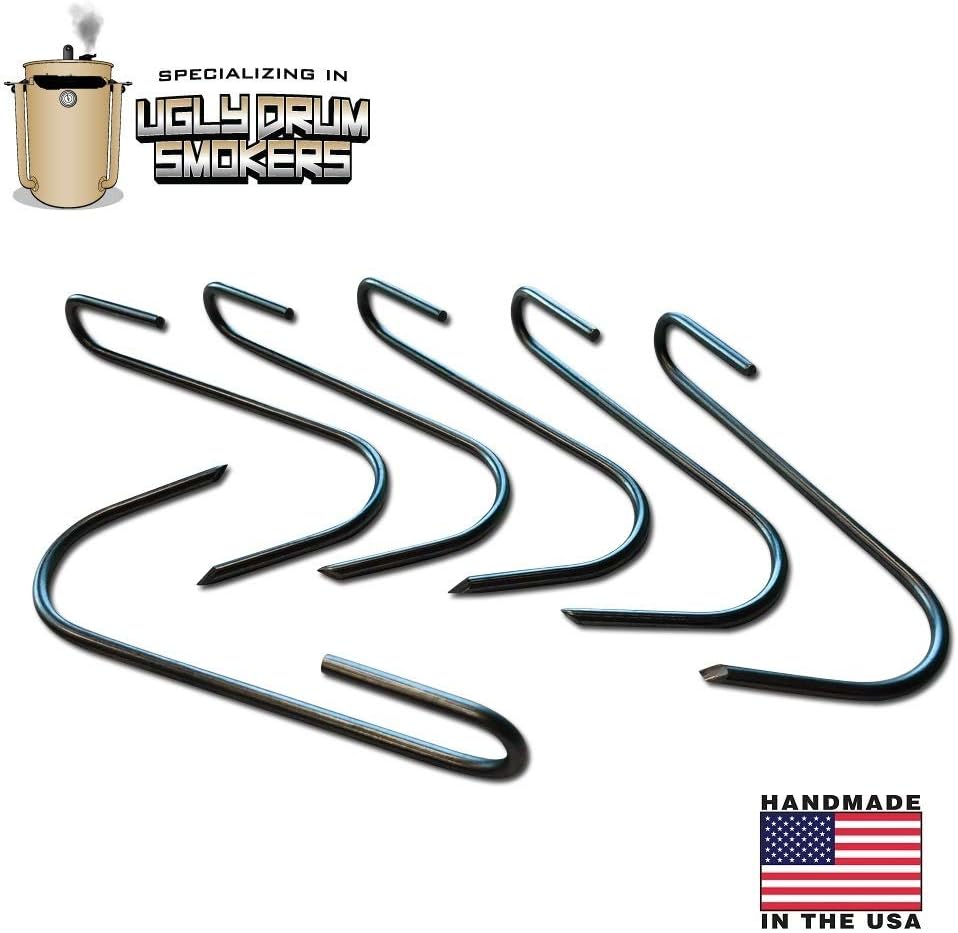 LavaLock Meat Hooks Rib Hangers Stainless Steel for UDS WSM BBQ Pit Smokers Bacon Chicken Sausage etc, 6 Pack