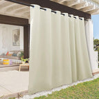 RYB HOME Extra Wide Outdoor Curtains for Patio Waterproof Heavy Duty Thermal Insulated in Summer Full Coverage Privacy for Gazebo, Cabana & Pergola, W100" x L108", Beige, 1 Panel
