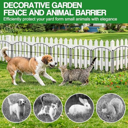 decorative garden fence, 25-pack no dig animal barrier showing dimensions