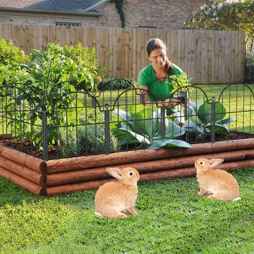 blingluck decorative garden fence, 17in(h) x 21ft(l), with, front angle view