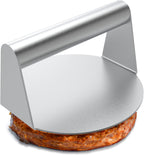 Stainless Steel Burger Press, 5.5 Inch Round Smasher, Non-Stick Smooth Hamburger Press Flat Bottom Without Ridges, Bacon Grill Perfect for Top Griddle Cooking