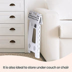 Delxo Folding Step Stool 17.5 Inch White Step Stools for Kids Foldable,Portable Collapsible Step Stool with Handle, Folding Stool for Kitchen Bathroom,Bedroom,Garden