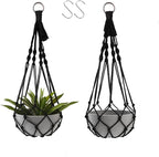 Artilady Black Plant Hanger Macrame Hanging Planter for Indoor Boho Plants Holder with Hooks Hanging Plant Basket Outdoor Window Wall Plants Home Decor (Black Macrame-2pcs)