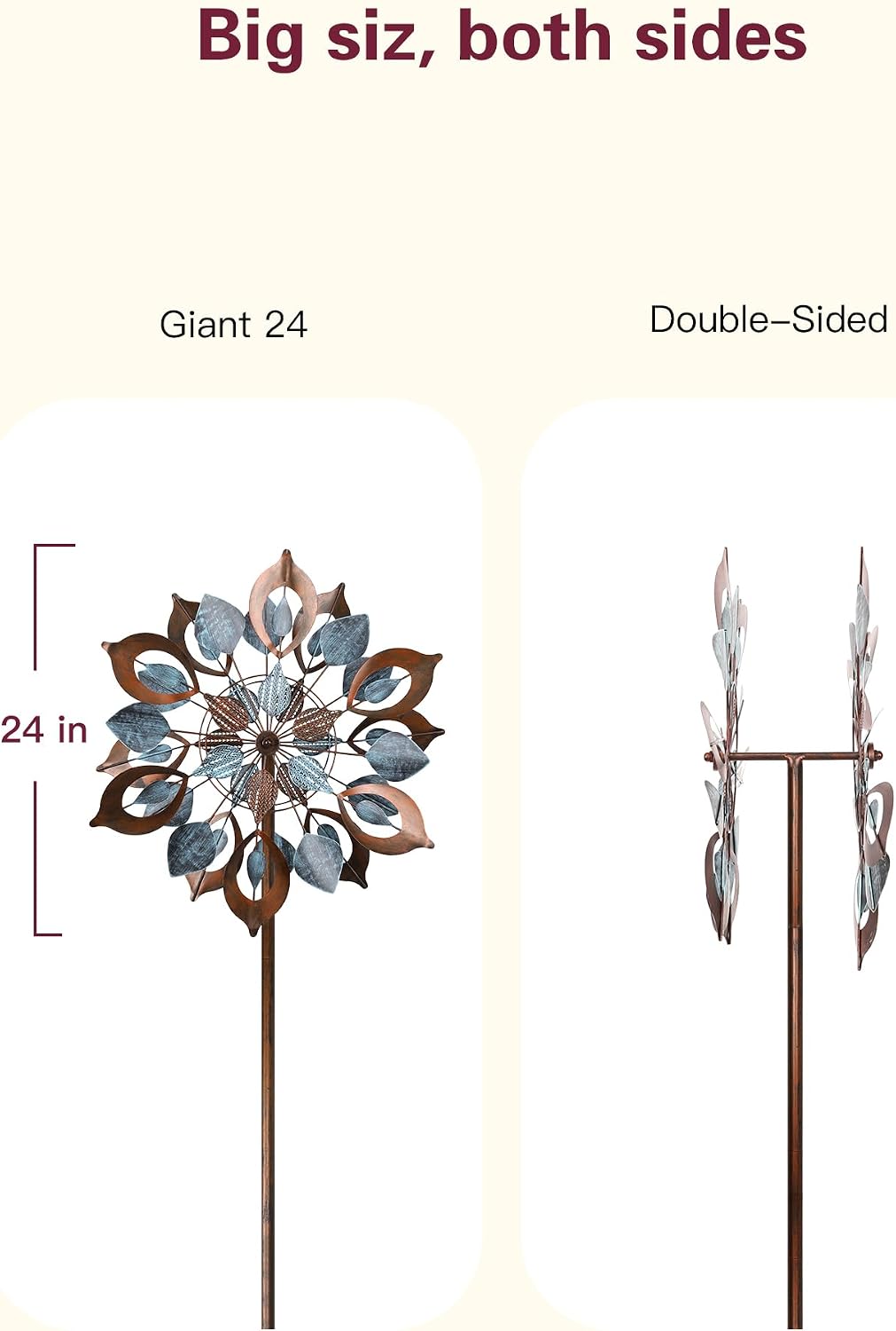 Wind Spinners Outdoor for Yard and Garden, 84 Inch Metal Large Outdoors Windmill Kinetic Wind Spinner, Outside Decor for Yard Art Lawn Backyard Landscape Patio(24" W x 84" H)