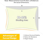 Artpuch Waterproof Sun Shade Sail, 14'x14' Cream Rectangular, UV Resistant Rain Canopy, Curved Edges Shade Cloth for Outdoor Patio, Deck, Yard (Customizable)