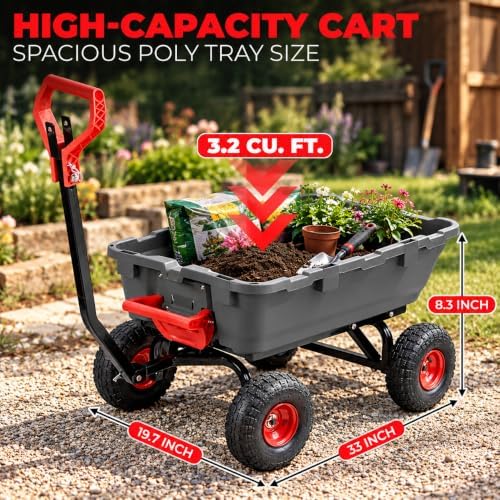 xtremepowerus 2-in-1 convertible garden cart & dump wagon, close-up detail