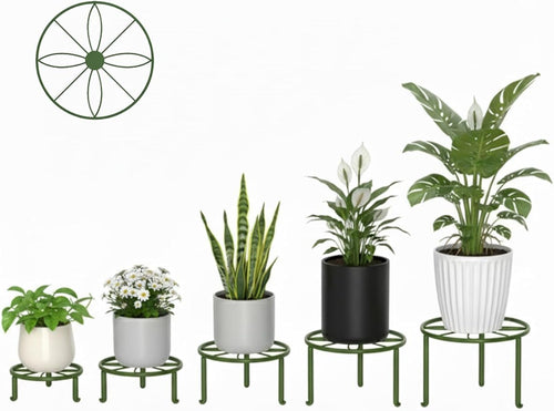 5 Pack Metal Potted Plant Stand Small Flower Pot Holder for Indoor and Outdoor Round Flower Pot Support Rack Plant Stands for Multiple Plants
