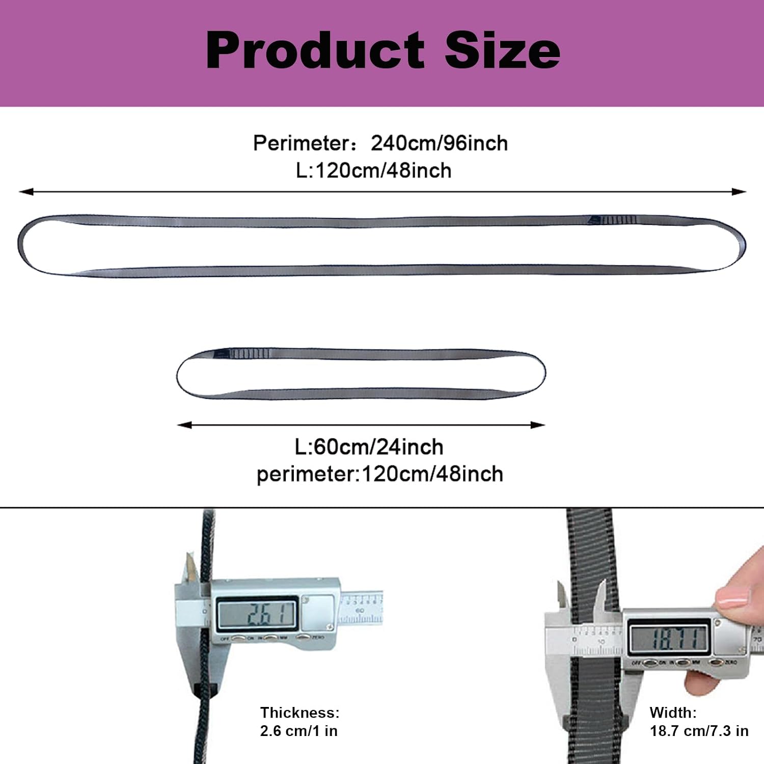 FOSER 18mm Nylon Climbing Sling Runner, 23KN Nylon Rope,Apply to Rock Climbing, Mountaineering, Hiking, Downhill, Emergency Equipment, etc