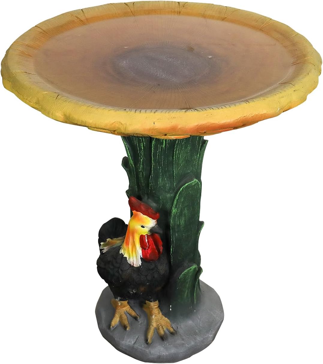 SKYFIRE 23" H Outdoor Concrete Bird Bath - Sunflower Birdbath Bowl with Leaf Pedestal for Garden, Patio, Lawn, Yard, Outdoor Decor -20”Dia. X 23”H Rooster and Chicken Bird Bath Outdoor Garden Statue