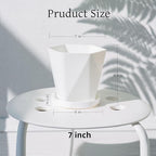 InmeRun Plant Pots Indoor Plastic Flower Pots Outdoor 7 inch Set of 6 Pack with Drainage Holes and Saucers for Garden Pots (7 in 6 White)