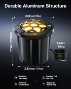 HIBOITEC Low Voltage Landscape Lights 12W, LED Outdoor In-Ground Lights | 1200LM Ultra Bright Waterproof IP67 Pathway Lights, 12-24V AC/DC Landscape Lighting for Yard Garden Tree Uplighting, 6 Pack