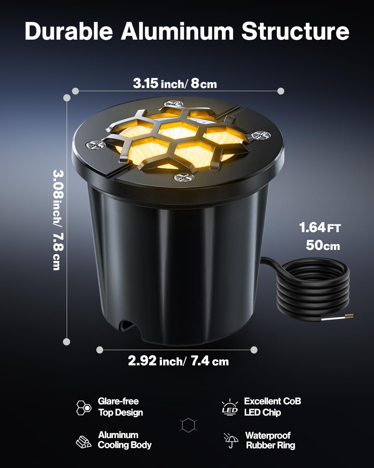 HIBOITEC Low Voltage Landscape Lights 12W, LED Outdoor In-Ground Lights | 1200LM Ultra Bright Waterproof IP67 Pathway Lights, 12-24V AC/DC Landscape Lighting for Yard Garden Tree Uplighting, 6 Pack