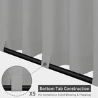 Easy-Going Outdoor Patio Curtains Detachable Tab Top Windproof Weatherproof Curtain for Cabana, Porch, Pergola and Gazebo, Tab Bottom Drape, 2 Panels, 110W x 120L inch, Light Grey
