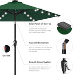 ABCCANOPY Durable Solar Led Patio Umbrellas with 24LED Lights 7.5FT (Green)
