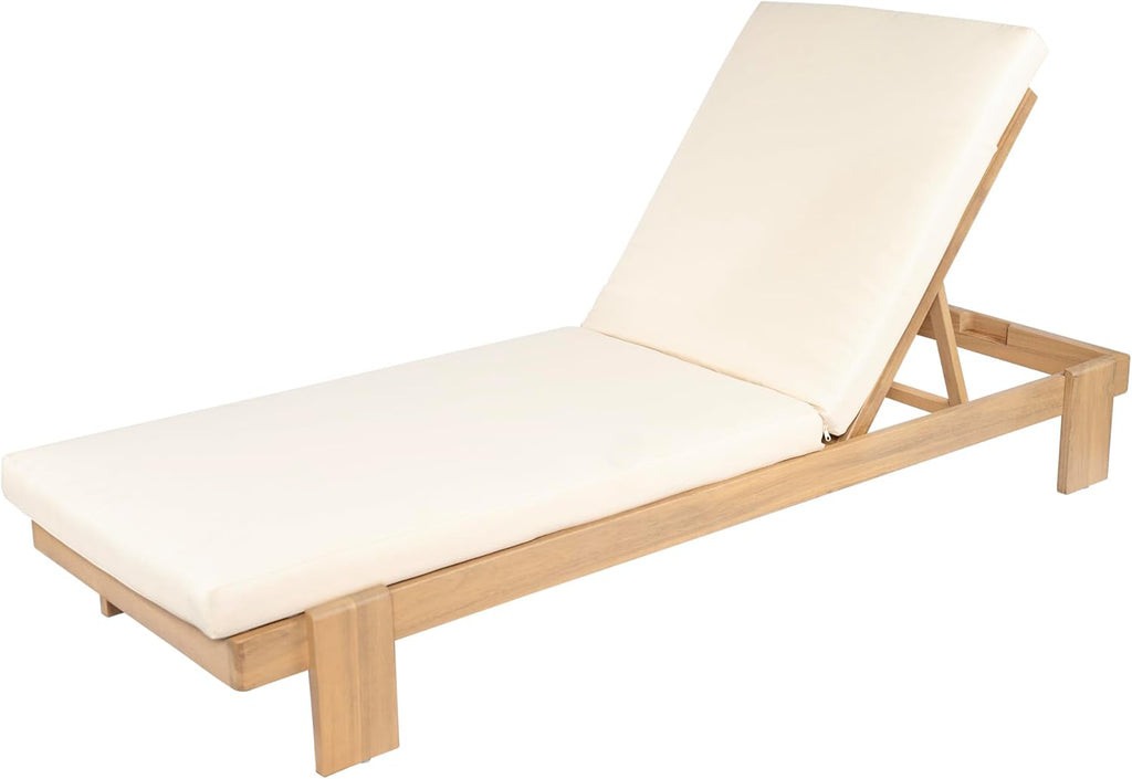 christopher knight home duska acacia wood chaise lounge showing dimensions