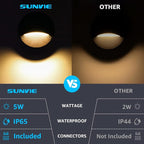 SUNVIE 5W LED Low Voltage Deck Lights, 12-24V Step Lights Outdoor with Fastlock2 Wire Connectors, Low Voltage Landscape Lighting 3000K Warm White Deck Stair Light Waterproof for Fence Post, 6 Pack